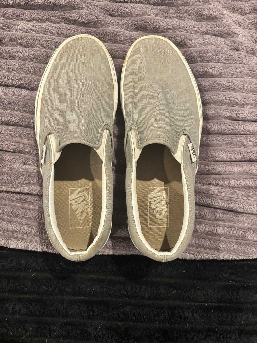Vans Slip-On Canvas Loafers in Light Gray